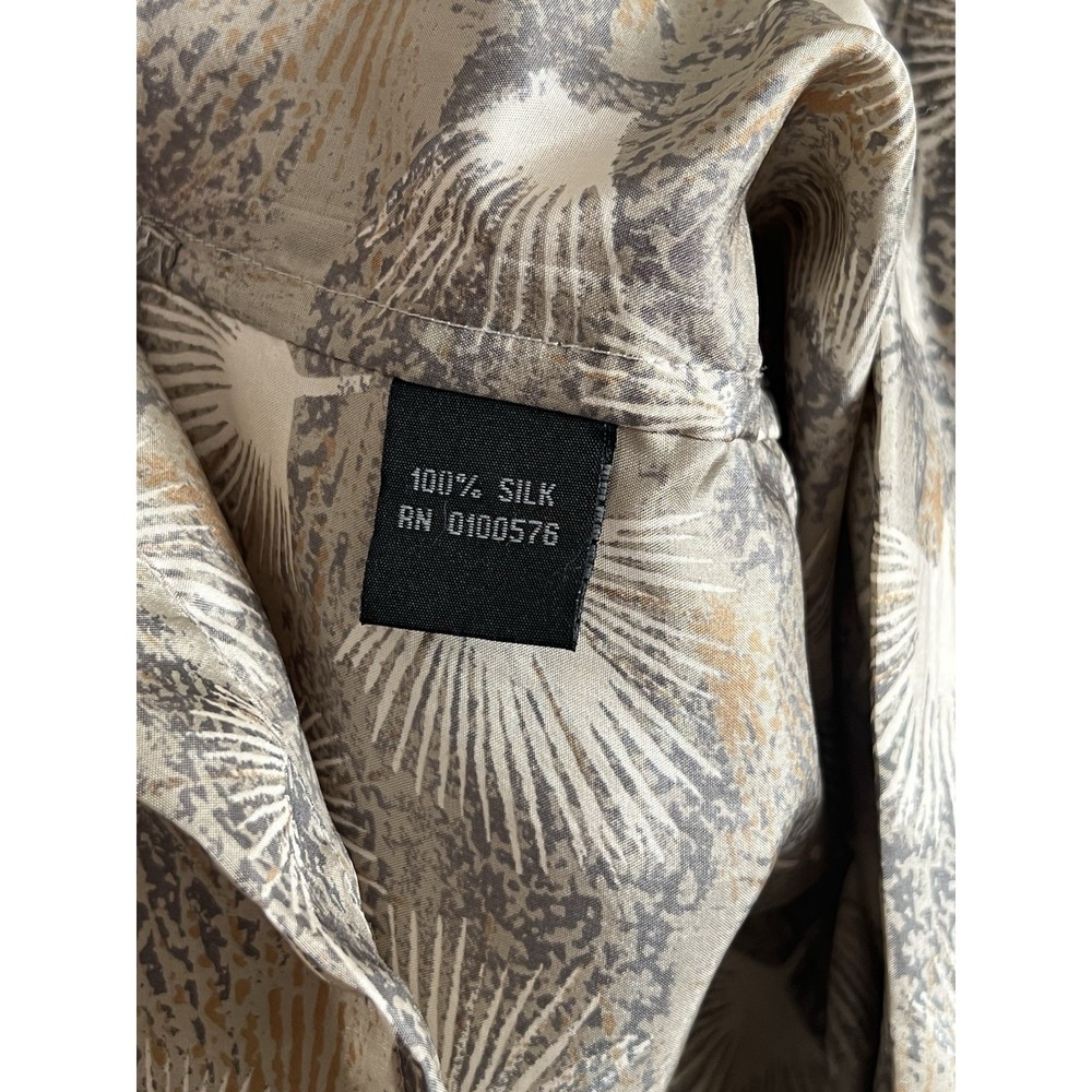 Vintage Firethorn 100% Silk Button-Up Shirt – Abstract Desert Palm Print (XL) - Picture 5 of 9